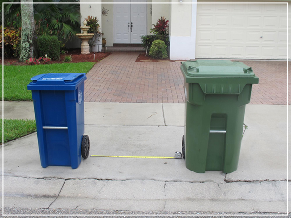 Keep recycle and garbage collection cans 3 feet apart to ensure collection.