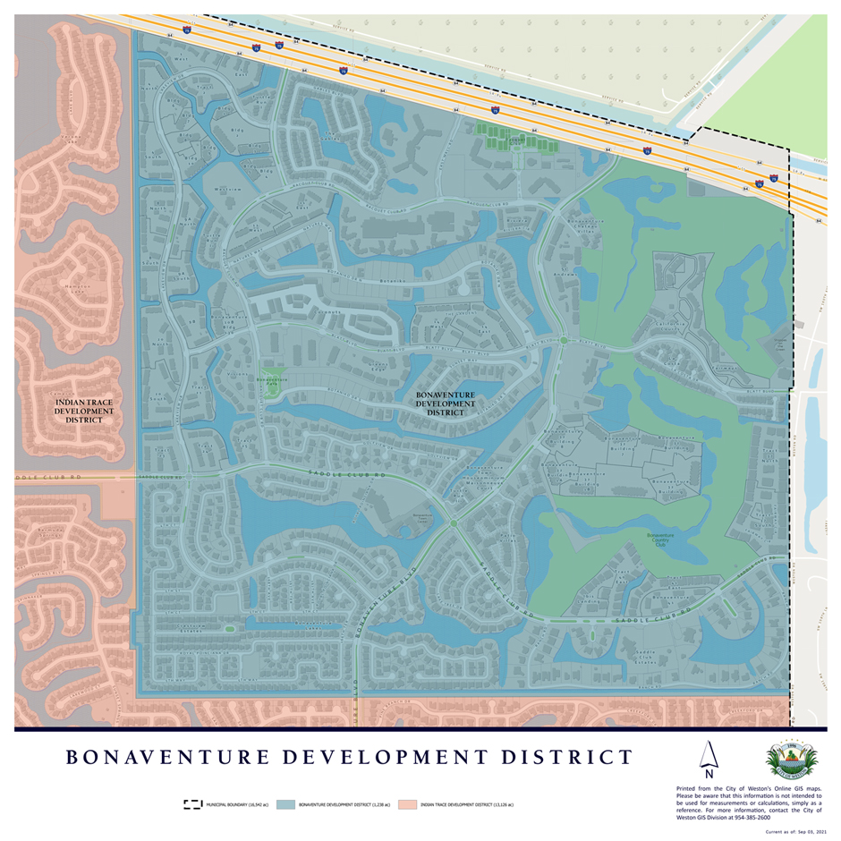 Map of special development districts in Weston, FL