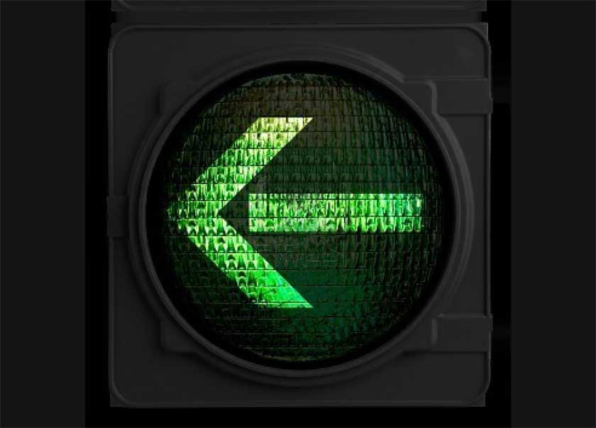 green left turn arrow