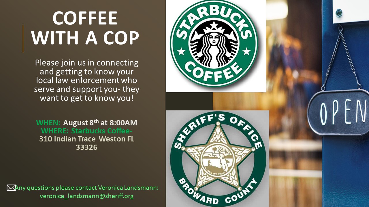 Coffee with a Cop 8-8-19 Starbucks and BSO logos