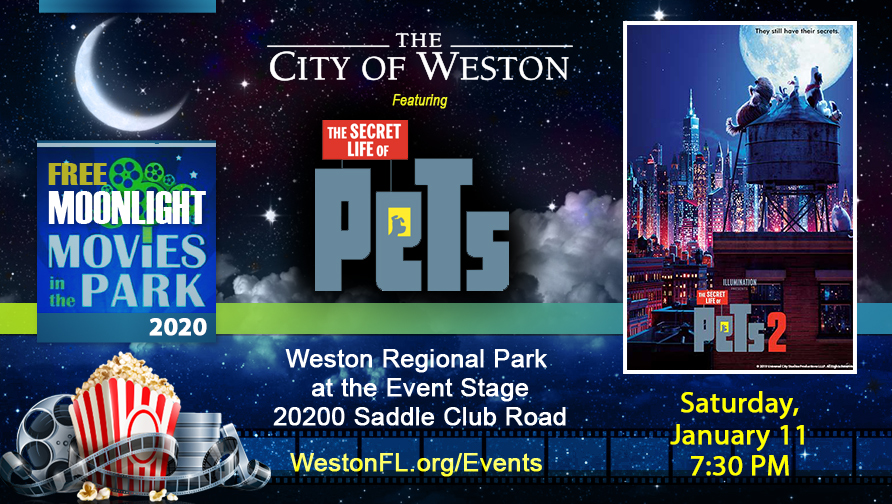 City of Weston Flyer for Moonlight Movie with Poster of Secret Life of Pets