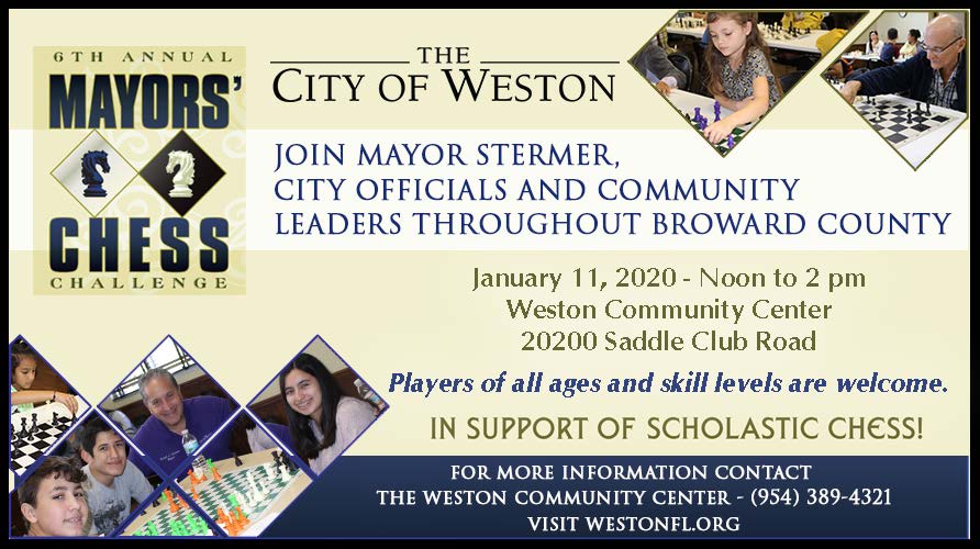 City of Weston Flyer for Mayors' Chess Challenge with Time and Place