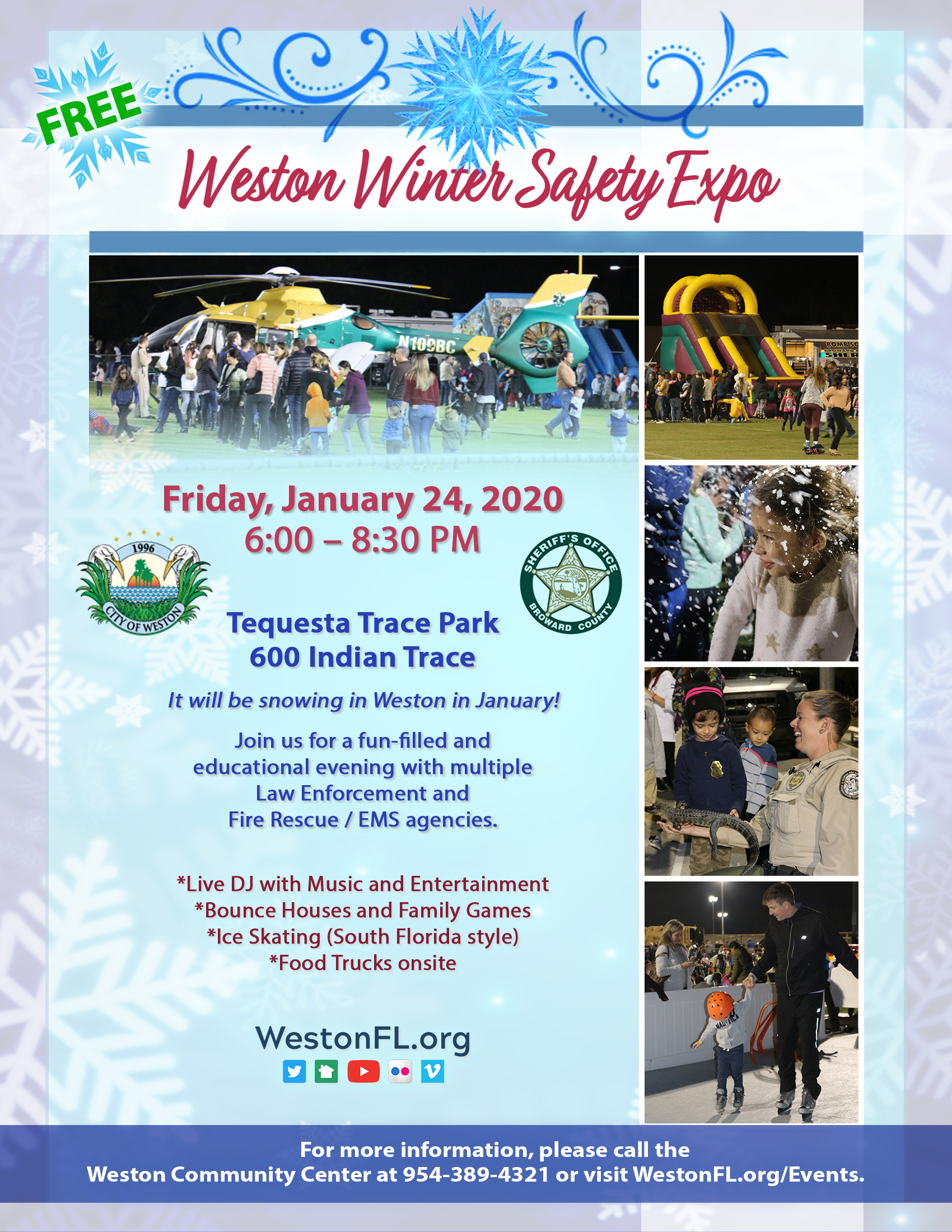 Weston Winter Safety Expo Flyer with pictures, time and place of event