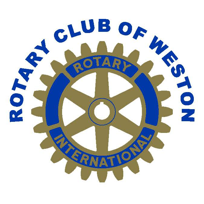 Rotary Club of Weston logo gold and blue gear wheel