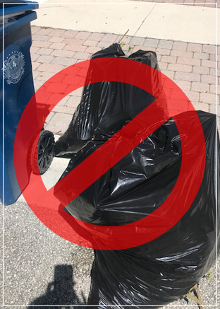 Do Not - Place Recycle Items Outside of Can or in Garbage Bags