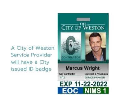 City of Weston ID Badge with green background