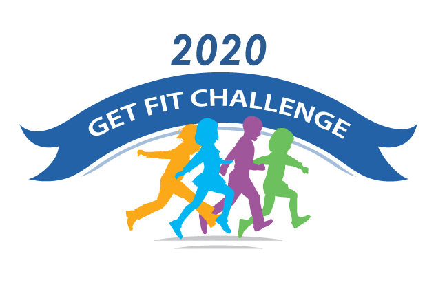 2020-Get-Fit-Challenge-Logo with four illustrated colors of children running