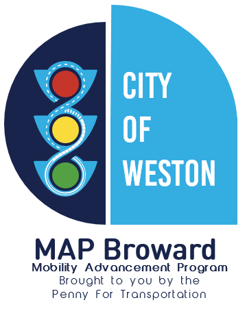 MAP Broward-Weston logo with traffic signal and City of Weston on image and Mobility Advancement Program