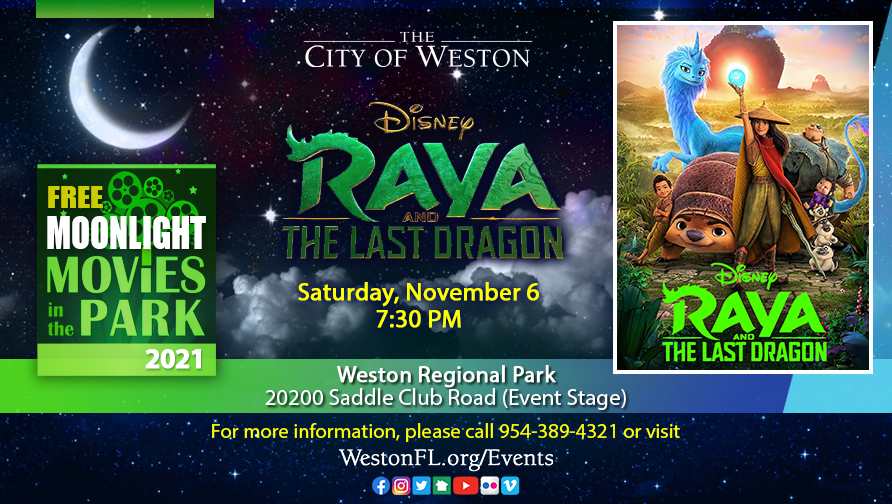 Moonlight Movie in the Park 2021 Disney's Raya the Last Dragon with date, time and location