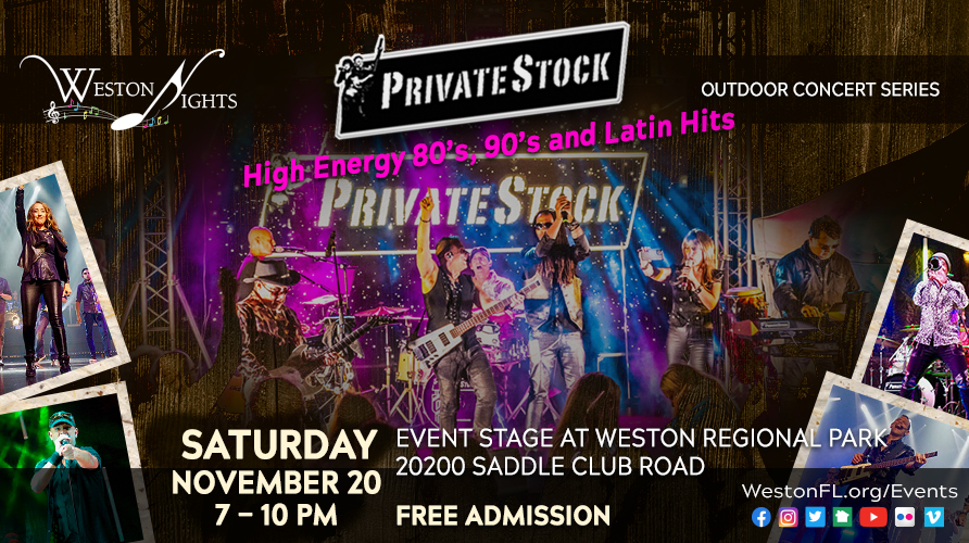 Flyer for WestonNights Concert featuring Private Stock