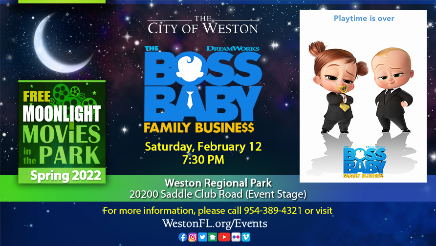 The Boss Baby: Family Business Moonlight Movie with time, location, and date information