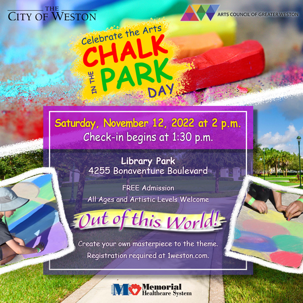 Chalk in the Park Day Flyer for November 12th 