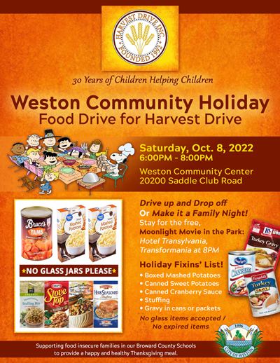 2022 Weston Community Holiday Food Drive for Harvest Drive