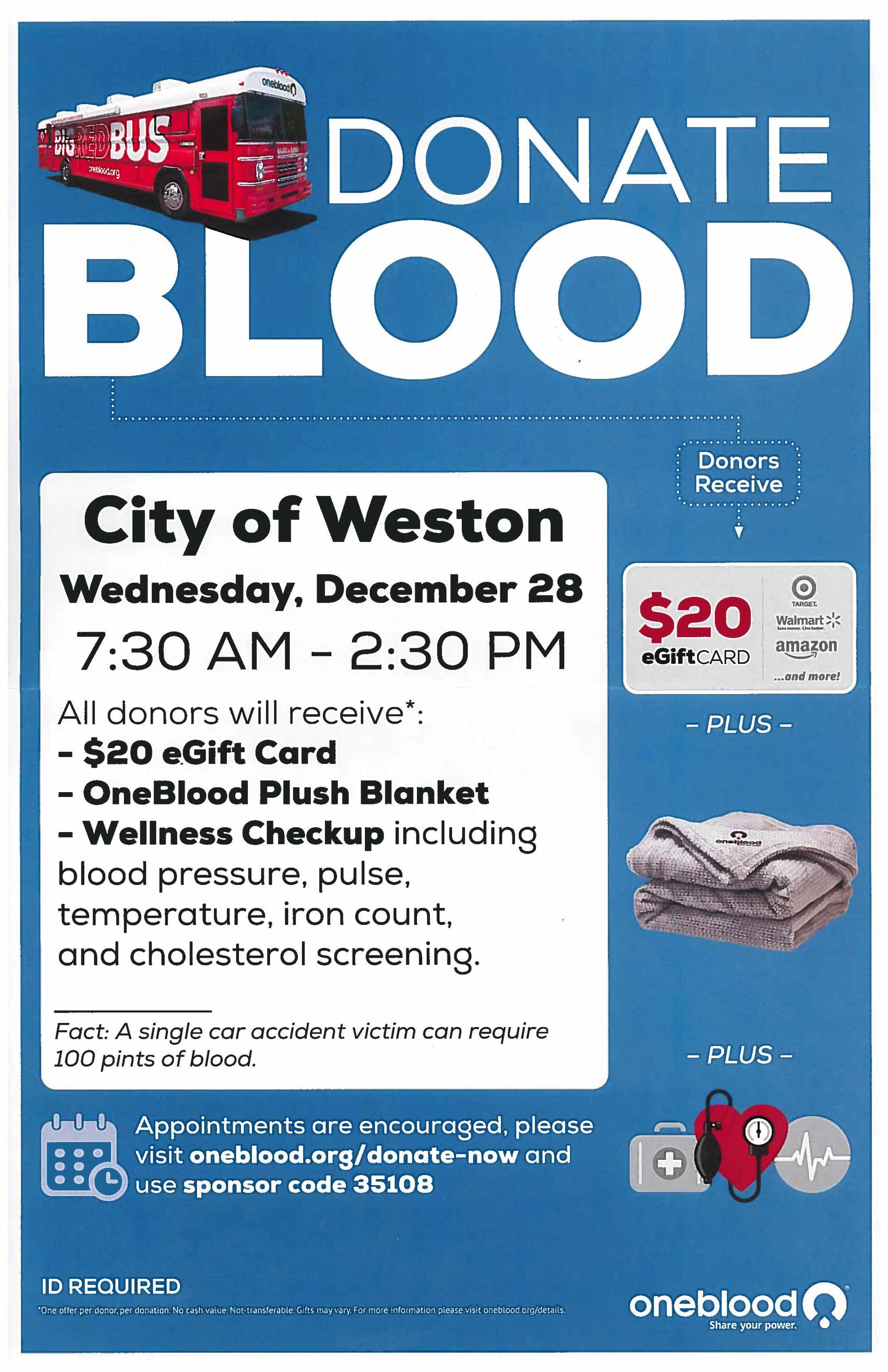 Blood Drive poster for Dec 2022