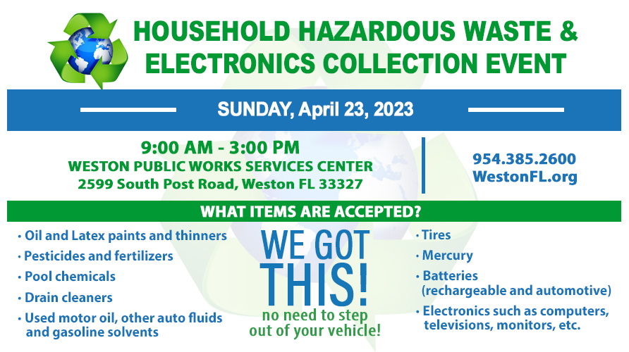 Household Hazardous Disposal Waste and Electronic Recycling Event on April 23