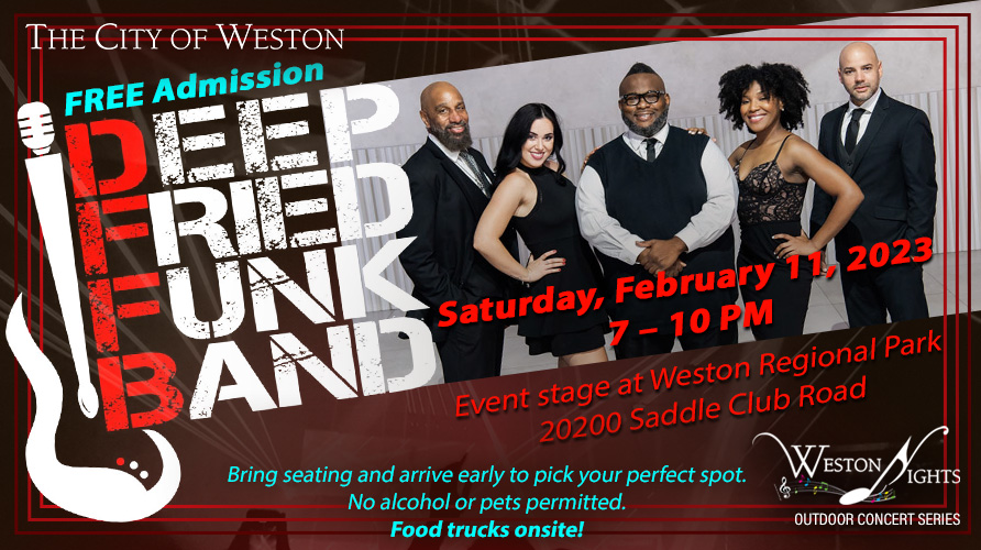 WestonNights concert features Deep Fried Funk Band on February 11, 2023 at 7 p.m.