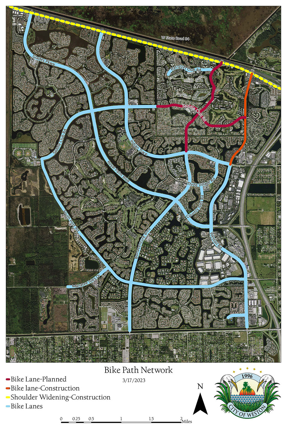 Aerial Map of Public Works Bike Path Network