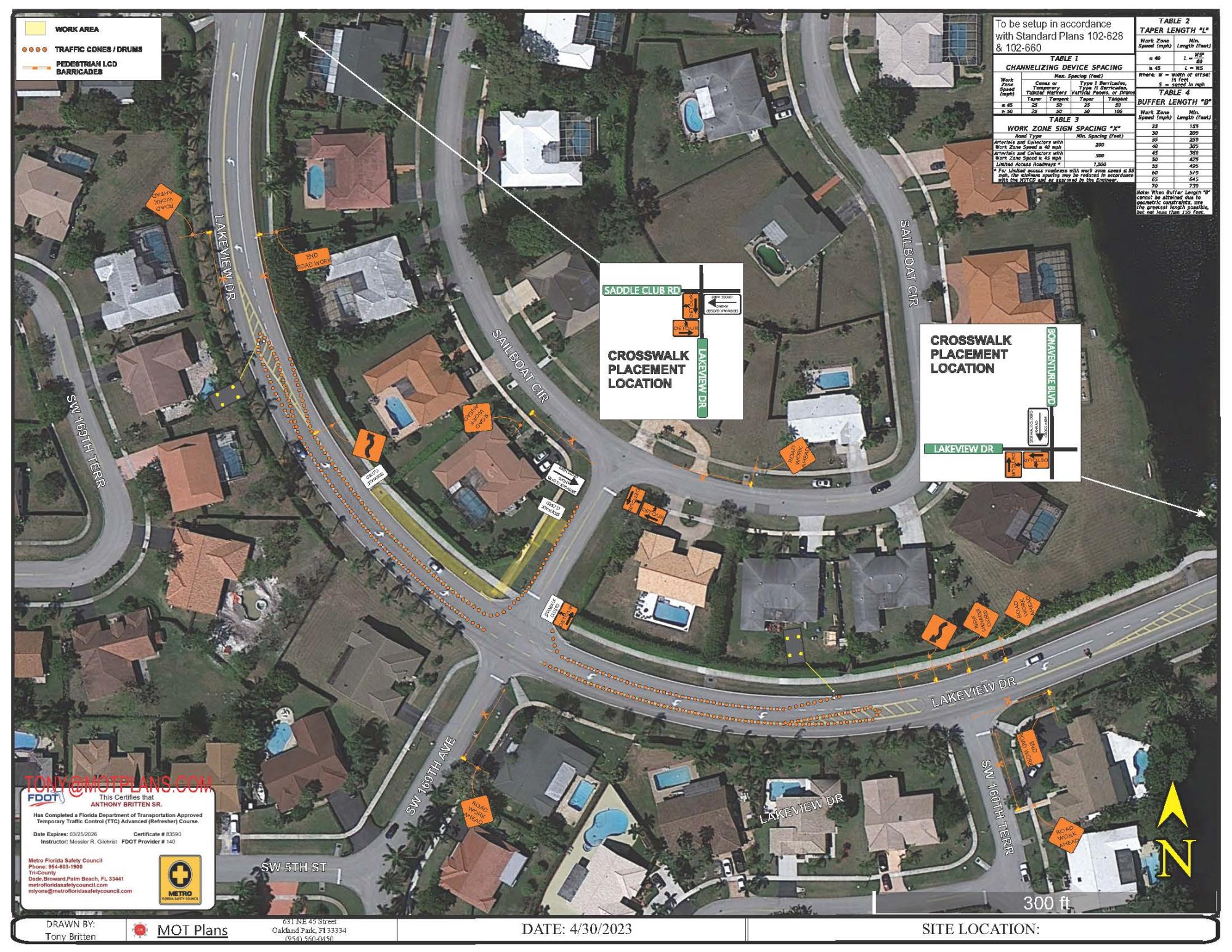 aerial image of Sailboat Circle drainage repair map area