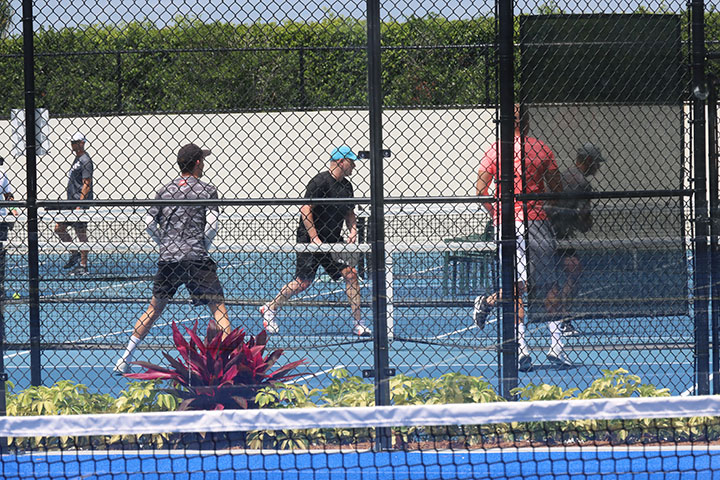 Padel courts with players