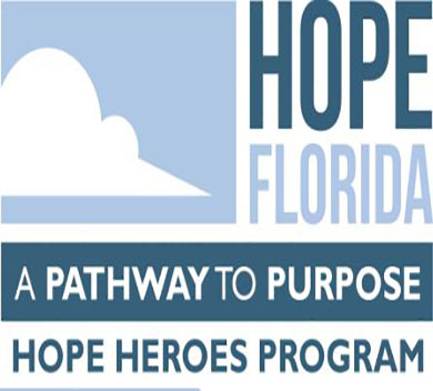 Hope Heroes Program logo with cloud in corner and HOPE Florida