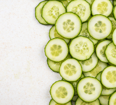 cucumber slices in a pile