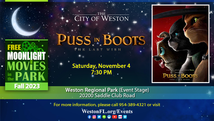 Moonlight Movie in the Park 2023: Puss in Boots: The Last Wish