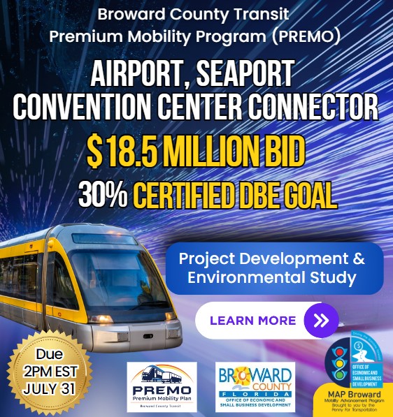 Bid Alert - Airport-Seaport-Convention Center-Transportation PDE Study Bid image with monorail train