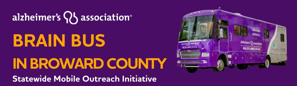 Brain Bus in Broward County with purple bus photo