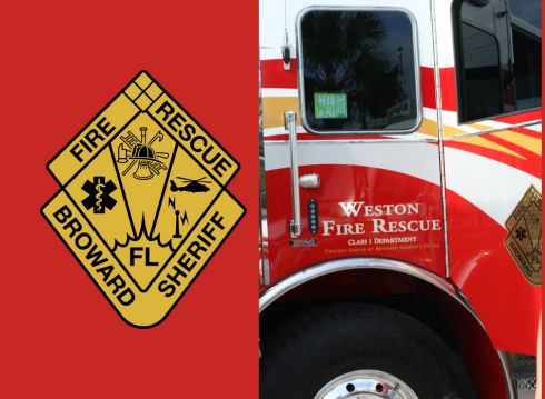 BSO Fire Rescue logo with cropped photo of Rescue vehicle