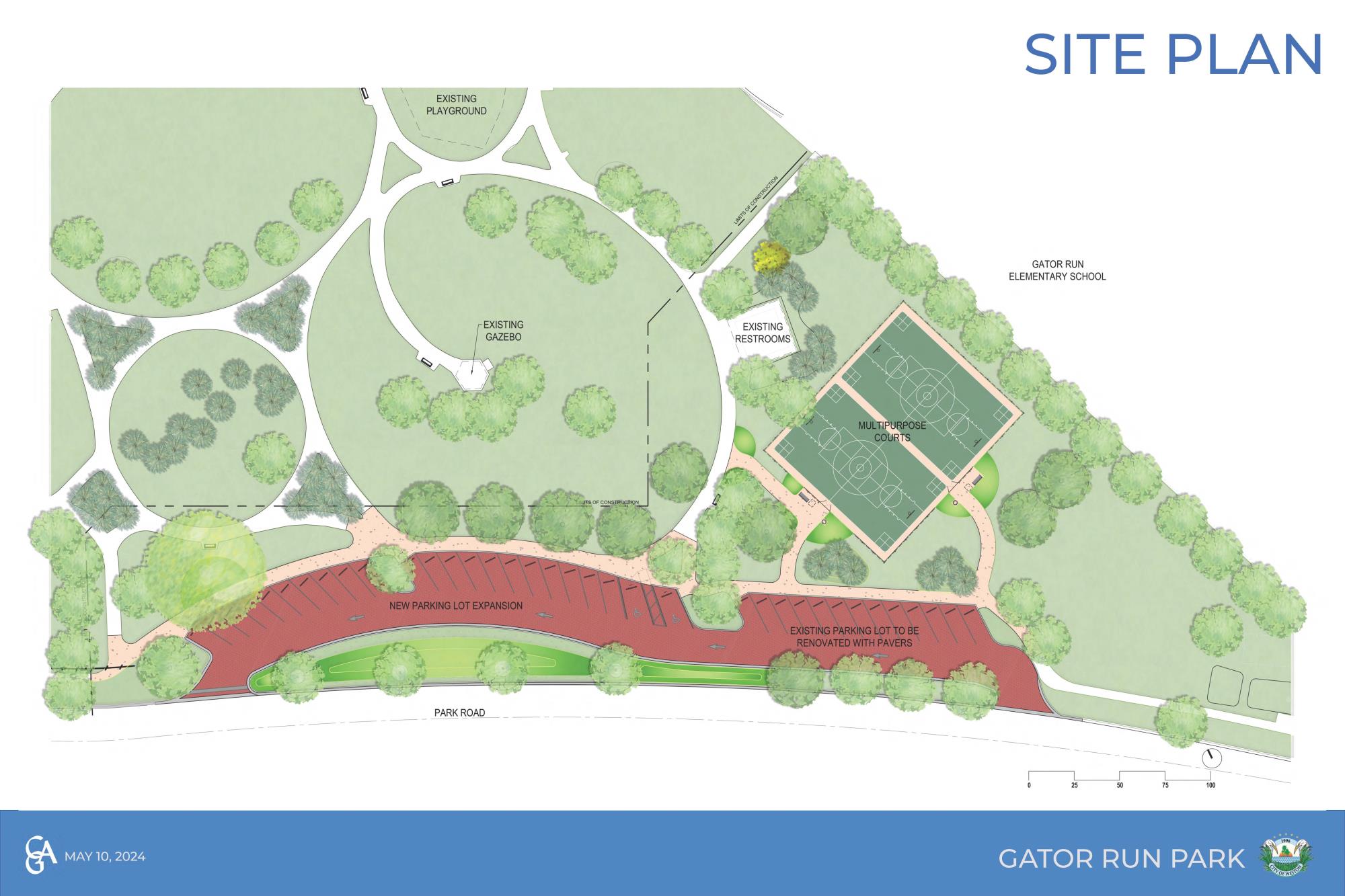 site plan for 2024-25 Gator Run Park improvements